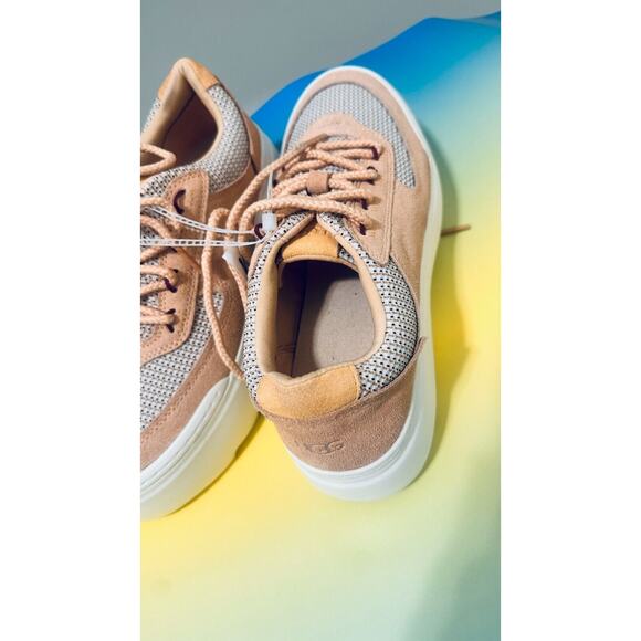 UGG Treadlite Womens Marin Mega Lace-Up Platform Sneakers Beige Mesh Lining - Picture 5 of 16